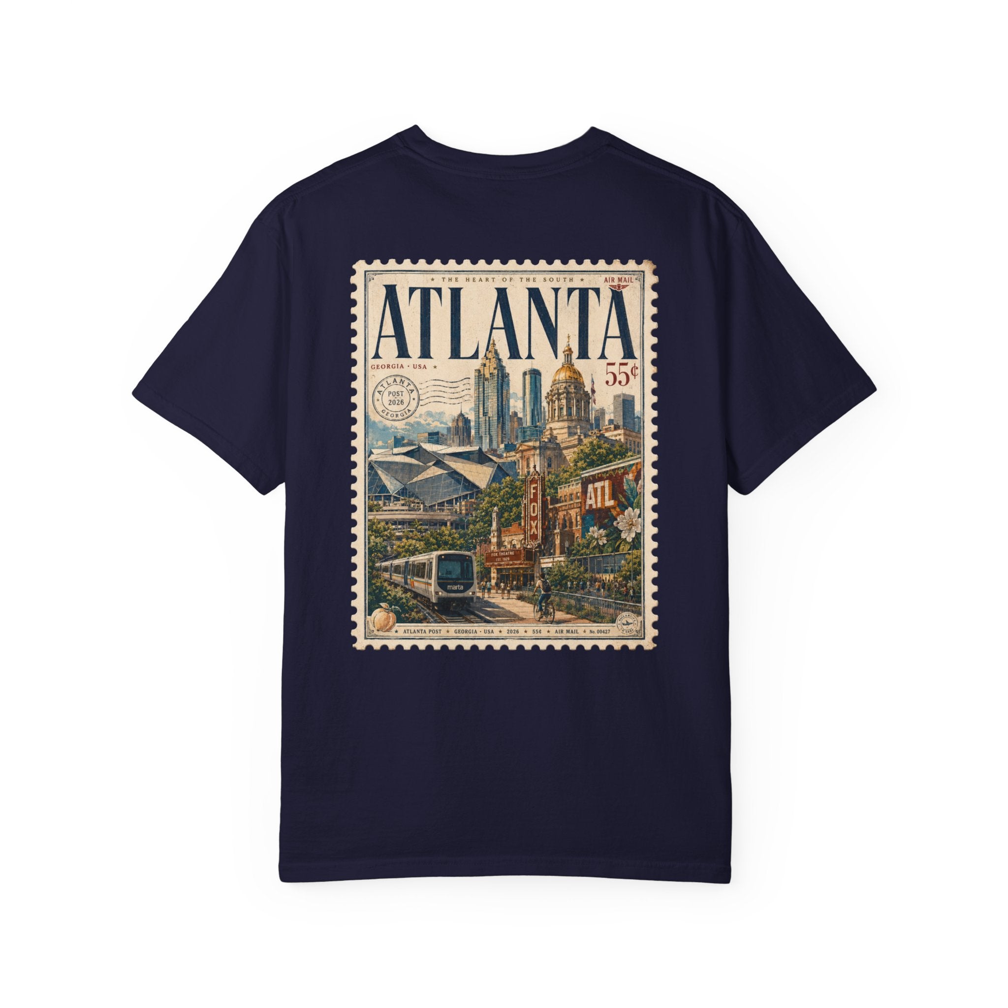 Atlanta Stamp Landmark Watercolor Garment Dyed Heavyweight Tee
