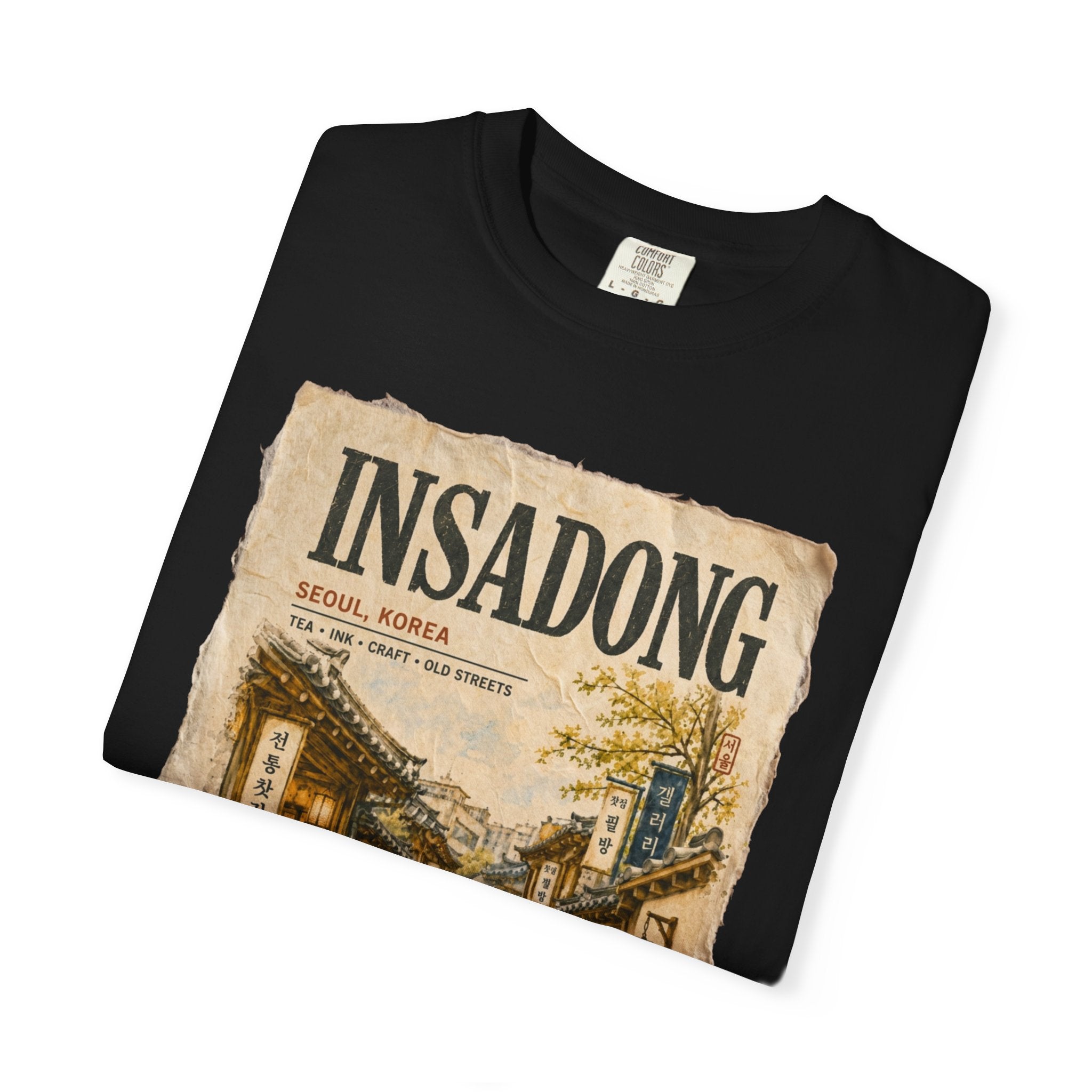 Seoul Insadong Hanji Texture Watercolor Garment Dyed Heavyweight Tee